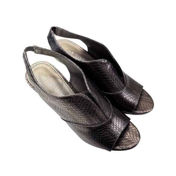 The Limited Women’s TADA Peep Toe Slingback Heels Size 6.5M Snake Gray Metallic - Picture 8 of 11